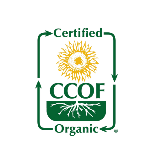 The CCOF Certified Organic logo signifies products meeting California Certified Organic Farmers' strict organic standards.